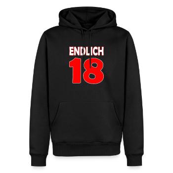 Endlich 18 Geburtstag - Männer Premium Bio Hoodie - Schwarz - Vorne - Nico (187cm)