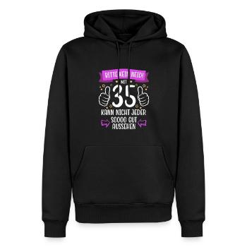 35 Geburtstag Mann Frau Lustig 35 Jahre - Männer Premium Bio Hoodie - Schwarz - Vorne - Nico (187cm)