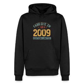 Fabriqué En Juin 2009 Anniversaire Cadeau Vintage - Sweat à capuche Premium bio Homme - noir - Devant - Nico (187cm)