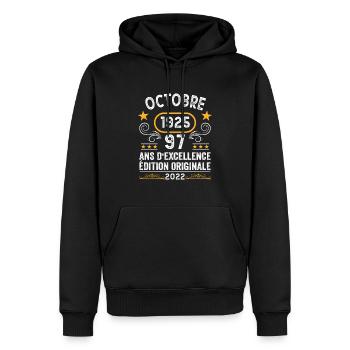 Octobre 1925 97 Ans Anniversaire Idée Cadeau Rétro - Sweat à capuche Premium bio Homme - noir - Devant - Nico (187cm)