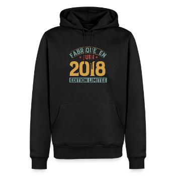 Fabriqué En Juin 2018 Anniversaire Cadeau Vintage - Sweat à capuche Premium bio Homme - noir - Devant - Nico (187cm)