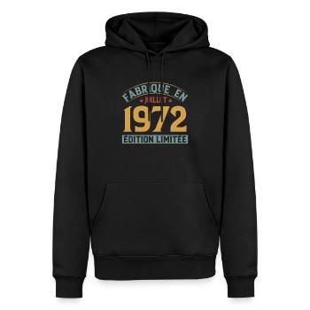 Fabriqué En Juillet 1972 Anniversaire Vintage 1972 - Sweat à capuche Premium bio Homme - noir - Devant - Nico (187cm)