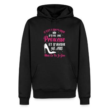 Princesse 98 Ans Idée Cadeau Anniversaire Amour - Sweat à capuche Premium bio Homme - noir - Devant - Nico (187cm)