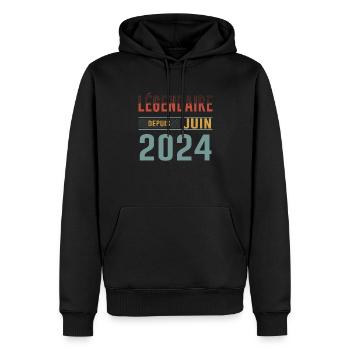 Légendaire Depuis Juin 2024 Anniversaire Cadeau - Sweat à capuche Premium bio Homme - noir - Devant - Nico (187cm)
