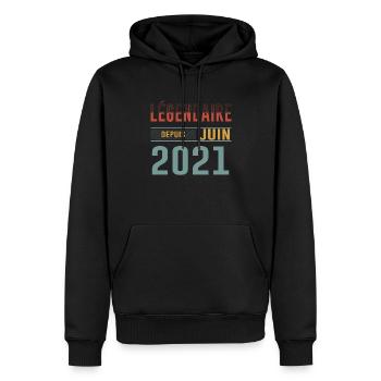 Légendaire Depuis Juin 2021 Anniversaire Cadeau - Sweat à capuche Premium bio Homme - noir - Devant - Nico (187cm)