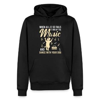 Chien amoureux chien danse à quatre pattes - Sweat à capuche Premium bio Homme - noir - Devant - Nico (187cm)