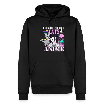 Nur Ein Mädchen Das Katzen Und Anime Liebt - Männer Premium Bio Hoodie - Schwarz - Vorne - Nico (187cm)
