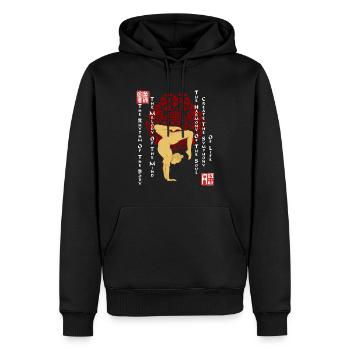 Bouddha Scorpion Chine Ornement Yoga Dicton - Sweat à capuche Premium bio Homme - noir - Devant - Nico (187cm)
