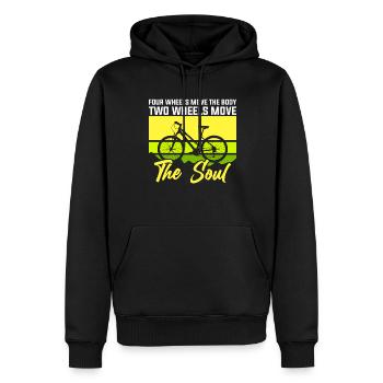 Quatre roues déplacent le corps Deux roues - vélo - Sweat à capuche Premium bio Homme - noir - Devant - Nico (187cm)