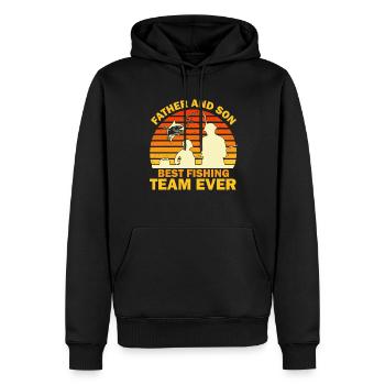 Vater Und Sohn Bestes Angelteam Aller Zeiten - Männer Premium Bio Hoodie - Schwarz - Vorne - Nico (187cm)