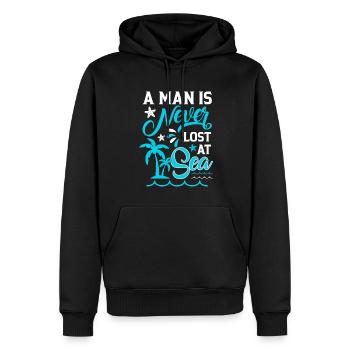 Un homme n’est jamais perdu dans la navigation - la voile - Sweat à capuche Premium bio Homme - noir - Devant - Nico (187cm)