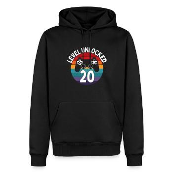 LEVEL 20 UNLOCK BIRTHDAY GAMING - Men’s Premium Organic Hoodie - black - Front - Nico (187cm)