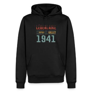 Légendaire Depuis Juillet 1941 Anniversaire Cadeau - Sweat à capuche Premium bio Homme - noir - Devant - Nico (187cm)