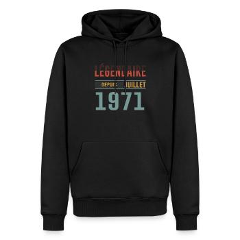 Légendaire Depuis Juillet 1971 Anniversaire Cadeau - Sweat à capuche Premium bio Homme - noir - Devant - Nico (187cm)