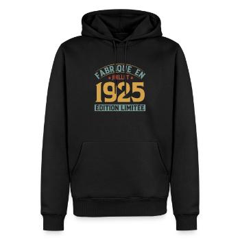 Fabriqué En Juillet 1925 Anniversaire Vintage 1925 - Sweat à capuche Premium bio Homme - noir - Devant - Nico (187cm)