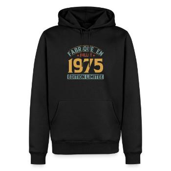 Fabriqué En Juillet 1975 Anniversaire Vintage 1975 - Sweat à capuche Premium bio Homme - noir - Devant - Nico (187cm)