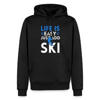 LA VIE EST FACILE AVEC LE SKI - Sweat à capuche Premium bio Homme - noir - Devant - Nico (187cm)