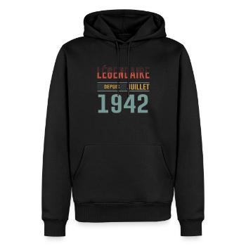 Légendaire Depuis Juillet 1942 Anniversaire Cadeau - Sweat à capuche Premium bio Homme - noir - Devant - Nico (187cm)