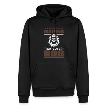 J’aime la chasse et mon doux chien - Hunter - Sweat à capuche Premium bio Homme - noir - Devant - Nico (187cm)