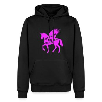 Lustiger Einhorn Spruch Mit Pinken Einhorn - Männer Premium Bio Hoodie - Schwarz - Vorne - Nico (187cm)