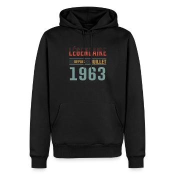 Légendaire Depuis Juillet 1963 Anniversaire Cadeau - Sweat à capuche Premium bio Homme - noir - Devant - Nico (187cm)
