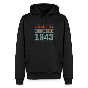 Légendaire Depuis Juillet 1943 Anniversaire Cadeau - Sweat à capuche Premium bio Homme - noir - Devant - Nico (187cm)