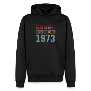 Légendaire Depuis Juillet 1973 Anniversaire Cadeau - Sweat à capuche Premium bio Homme - noir - Devant - Nico (187cm)