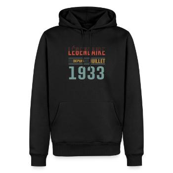 Légendaire Depuis Juillet 1933 Anniversaire Cadeau - Sweat à capuche Premium bio Homme - noir - Devant - Nico (187cm)