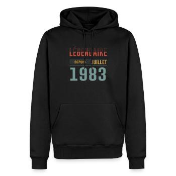 Légendaire Depuis Juillet 1983 Anniversaire Cadeau - Sweat à capuche Premium bio Homme - noir - Devant - Nico (187cm)