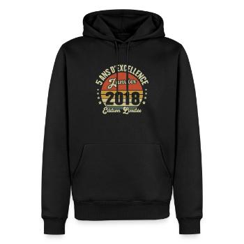 5 Ans Janvier 2018 Anniversaire Vintage Cadeau - Sweat à capuche Premium bio Homme - noir - Devant - Nico (187cm)