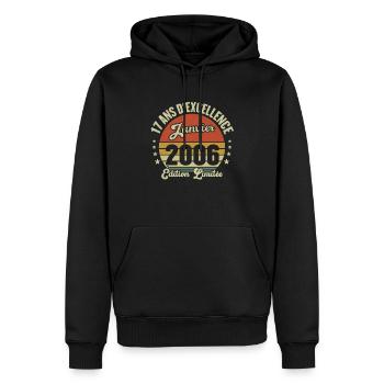 17 Ans Janvier 2006 Anniversaire Vintage Cadeau - Sweat à capuche Premium bio Homme - noir - Devant - Nico (187cm)