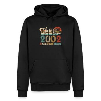 Vintage Année 2002 Anniversaire 21 Ans Idée Cadeau - Sweat à capuche Premium bio Homme - noir - Devant - Nico (187cm)