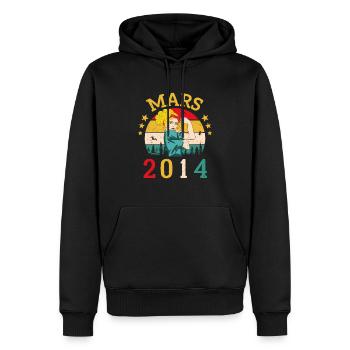 Mars 2014 Anniversaire Idée Cadeau Vintage 2014 - Sweat à capuche Premium bio Homme - noir - Devant - Nico (187cm)
