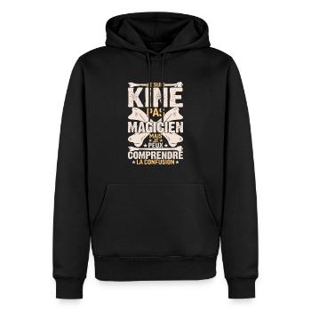 Je Suis Kiné Pas Magicien - Sweat à capuche Premium bio Homme - noir - Devant - Nico (187cm)