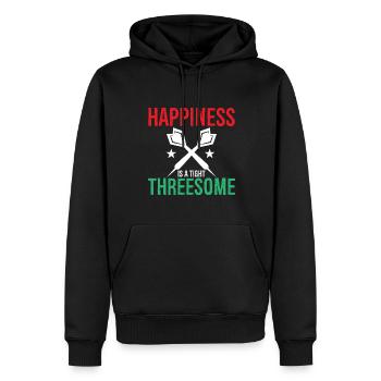 Happiness Is A Tight Threesome - Darts - Men’s Premium Organic Hoodie - black - Front - Nico (187cm)