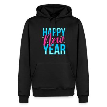 Frohes Neues Jahr - Männer Premium Bio Hoodie - Schwarz - Vorne - Nico (187cm)
