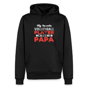 Mon joueur de volleyball préféré m’appelle PAPA - Sweat à capuche Premium bio Homme - noir - Devant - Nico (187cm)