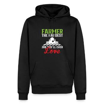 Agriculteur le travail le plus difficile que vous allez adorer Agriculteur - Sweat à capuche Premium bio Homme - noir - Devant - Nico (187cm)