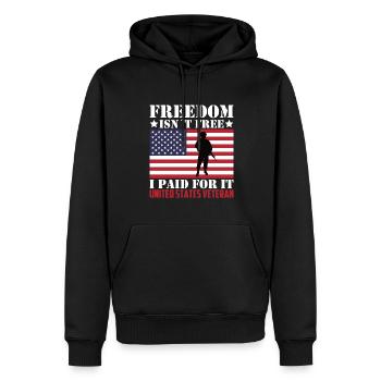Freiheit Ist Nicht Frei Ich Habe Dafür Bezahlt - Männer Premium Bio Hoodie - Schwarz - Vorne - Nico (187cm)