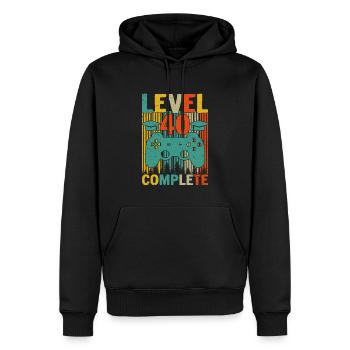 Level 40 Completed - Men’s Premium Organic Hoodie - black - Front - Nico (187cm)