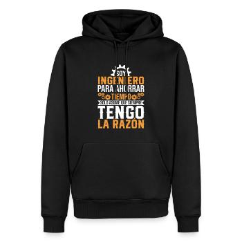 Je Suis Un Ingénieur J'ai Toujours Raison - Sweat à capuche Premium bio Homme - noir - Devant - Nico (187cm)
