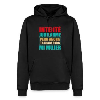 Retraite Maintenant Je Travaille Pour Ma Femme - Sweat à capuche Premium bio Homme - noir - Devant - Nico (187cm)