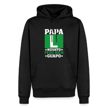 Nouveau Papa - Sweat à capuche Premium bio Homme - noir - Devant - Nico (187cm)