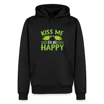 Küss Mich Um Glücklich Zu Sein - Frosch - Männer Premium Bio Hoodie - Schwarz - Vorne - Nico (187cm)