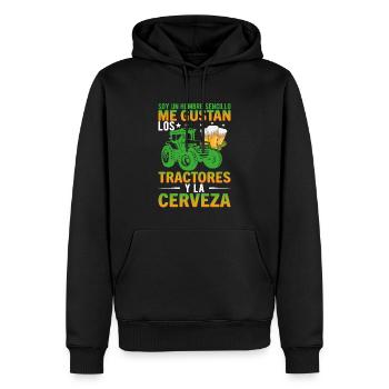 Un Mec Simple J'aime Les Tracteurs Et Les Apéros - Sweat à capuche Premium bio Homme - noir - Devant - Nico (187cm)