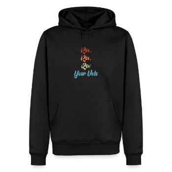 Roe deine Stimme - Männer Premium Bio Hoodie - Schwarz - Vorne - Nico (187cm)