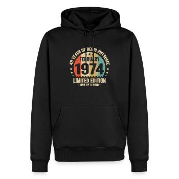 49 Ans D'être Génial Depuis Février 1974 - Sweat à capuche Premium bio Homme - noir - Devant - Nico (187cm)