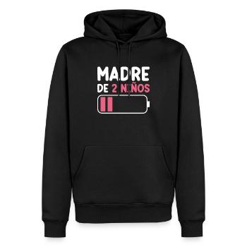 Maman De Deux Enfants - Sweat à capuche Premium bio Homme - noir - Devant - Nico (187cm)