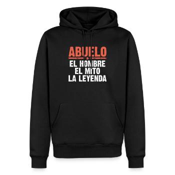 Papou l'homme le mythe la légende cadeau - Sweat à capuche Premium bio Homme - noir - Devant - Nico (187cm)