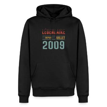 Juillet 2009 Anniversaire Idée Cadeau Vintage - Sweat à capuche Premium bio Homme - noir - Devant - Nico (187cm)